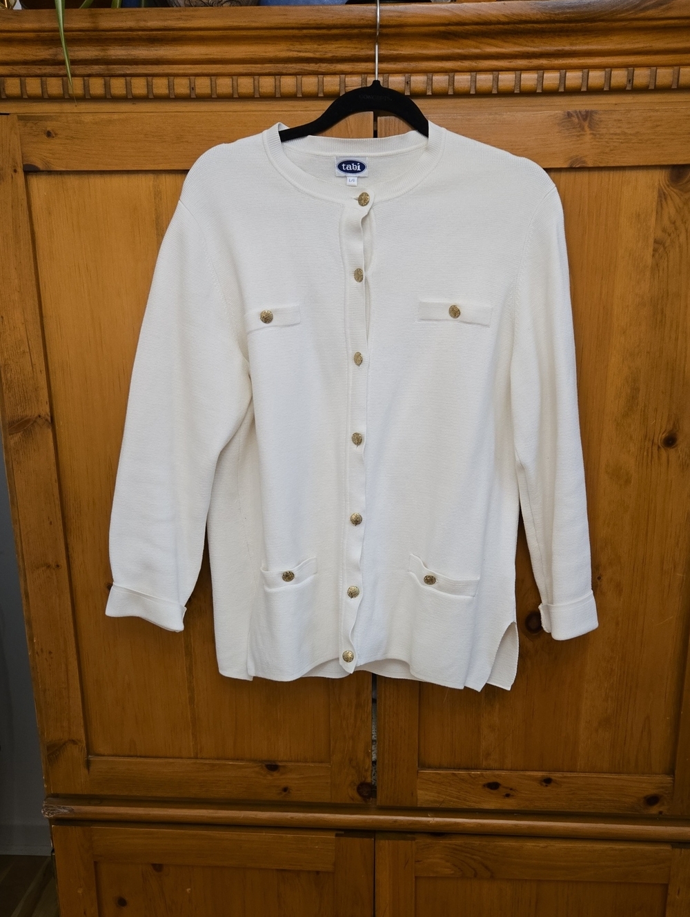Tabi Cream Button-Up Knit Chanel-style Cardigan